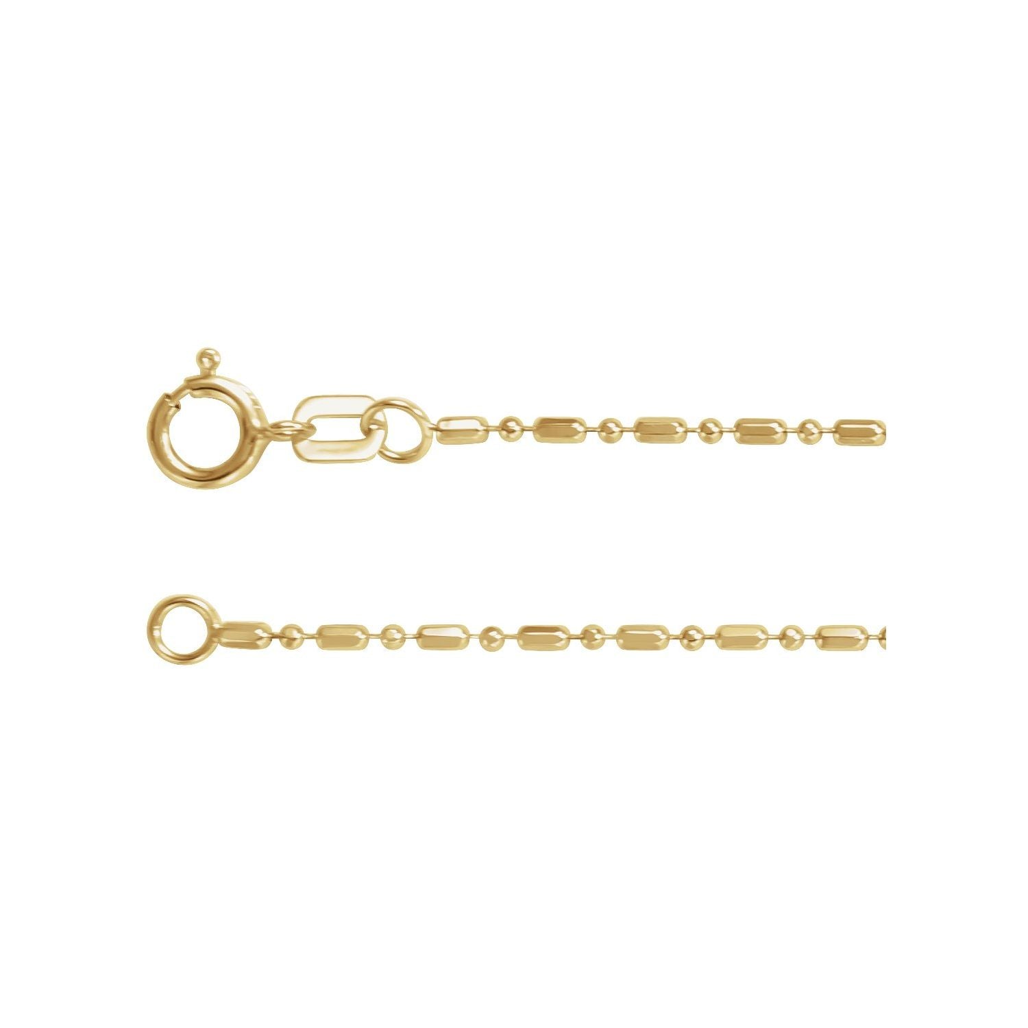 1.15mm Hollow Diamond-Cut Bead Chain Necklace | Diamond & Sapphire