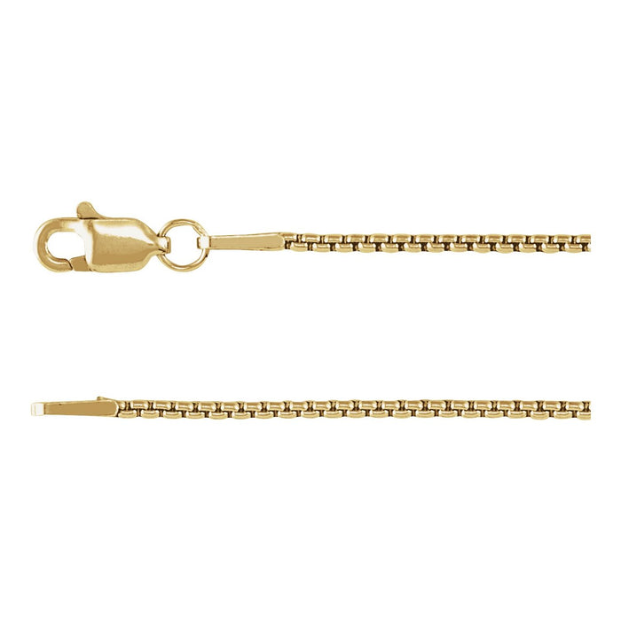 1.25mm box chain necklace in 14k yellow gold