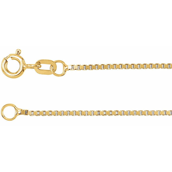 1.2mm box chain necklace in 14k yellow gold