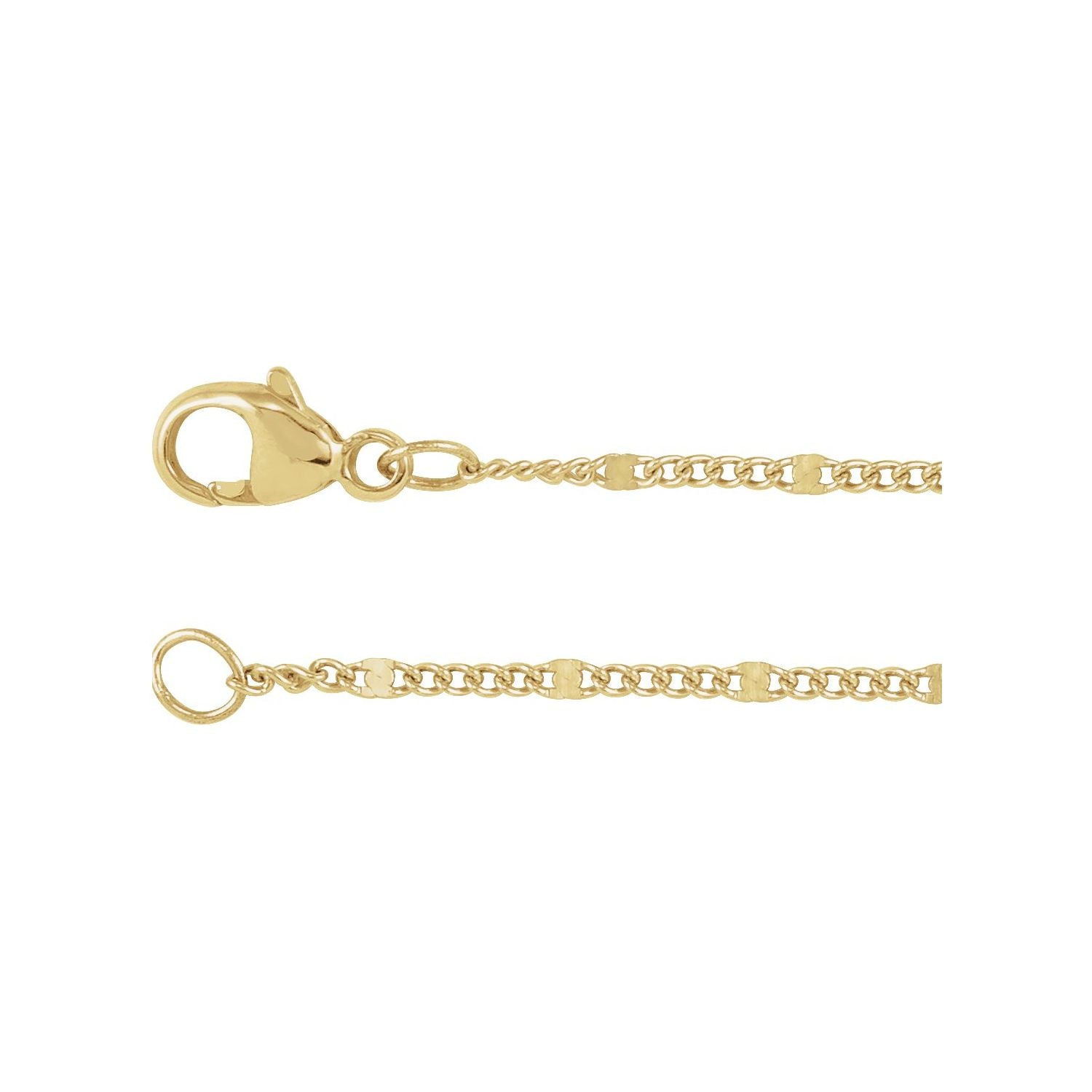 1.2mm Dapped Station Curb Chain Necklace in 14K Yellow Gold