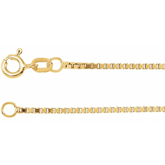1.3mm diamond-cut box chain necklace in 14k yellow gold