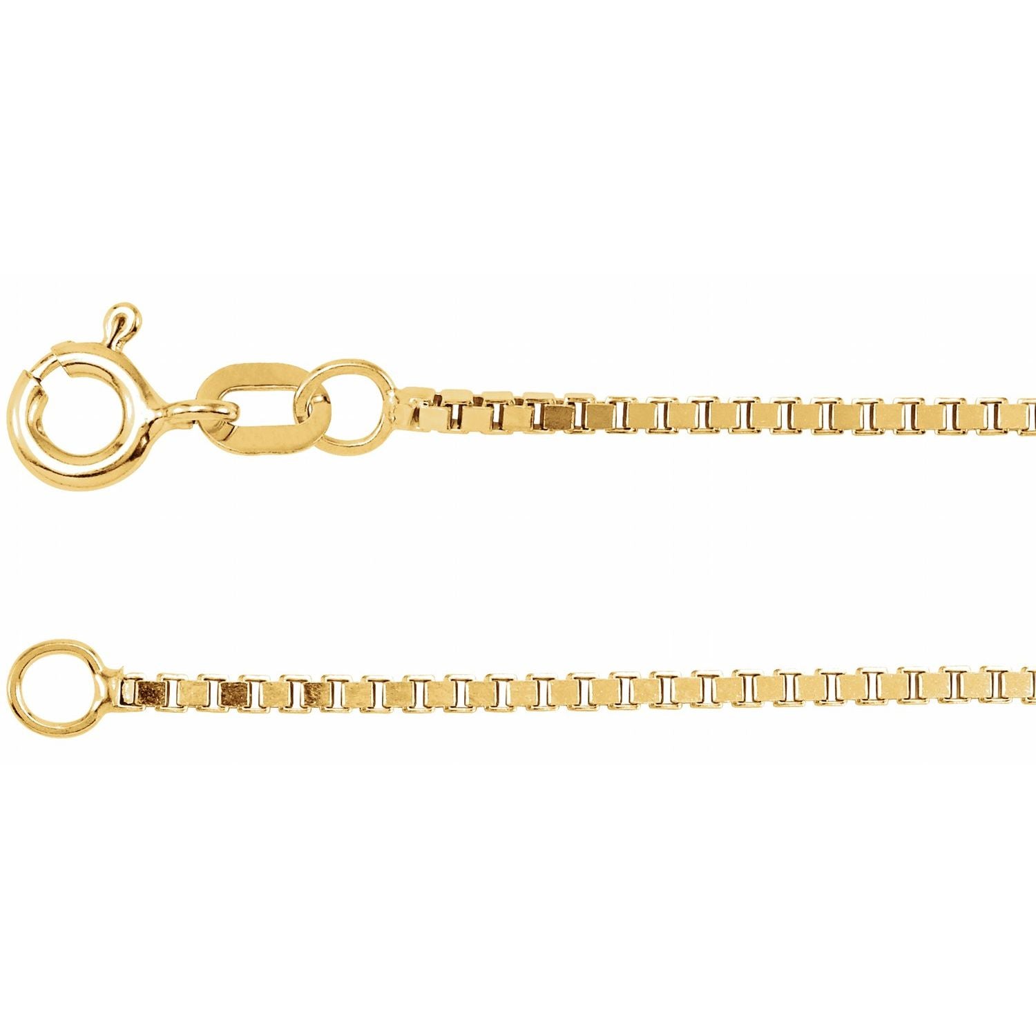 1.3mm diamond-cut box chain necklace in 14k yellow gold