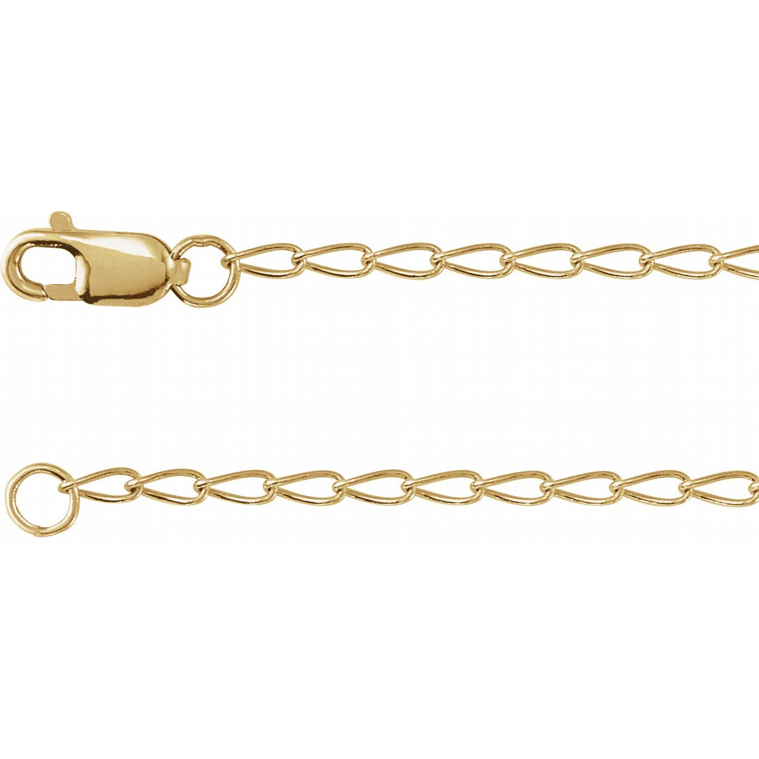1.6mm Elongated Curb Chain Necklace in 14K Yellow Gold