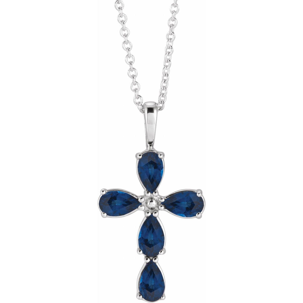 Natural Blue Sapphire Cross Pendant