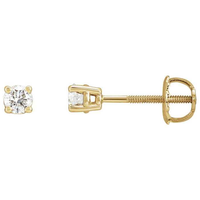 14K Yellow Gold 1/3 ct Round Diamond Solitaire Stud Earrings