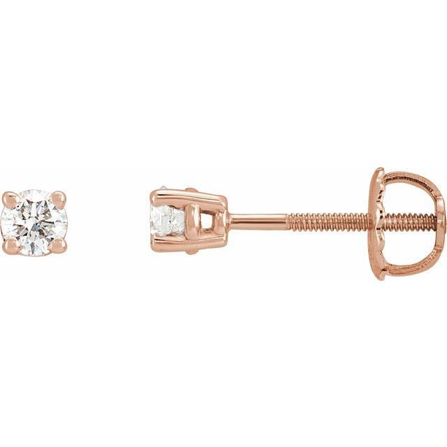 1/3 ct round diamond solitaire stud earrings in 14k rose gold