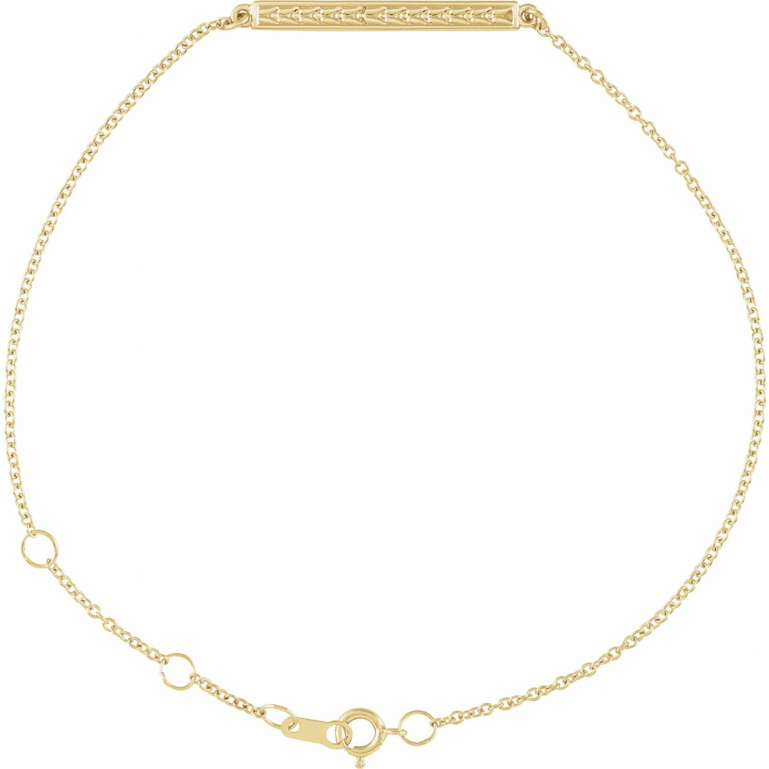 14k yellow gold patterned bar gold bracelet