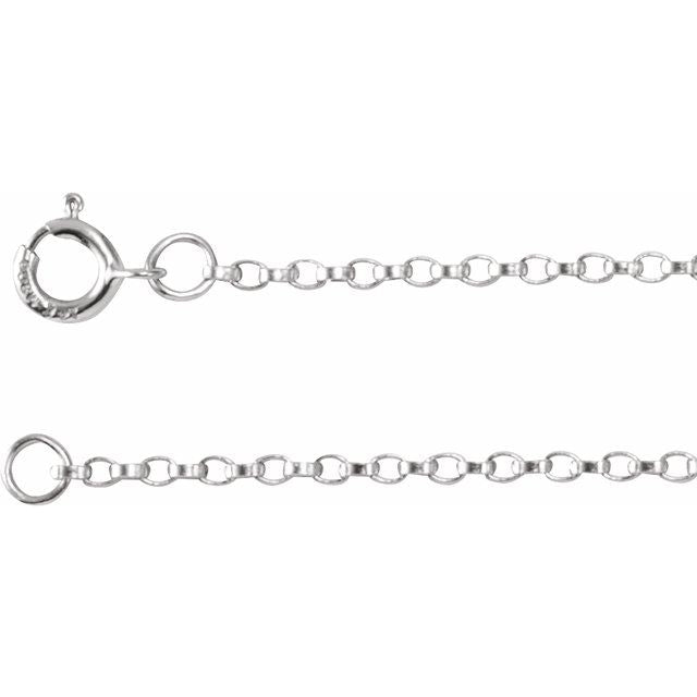 1.1mm rolo gold chain necklace in 14k white gold, 16 inch