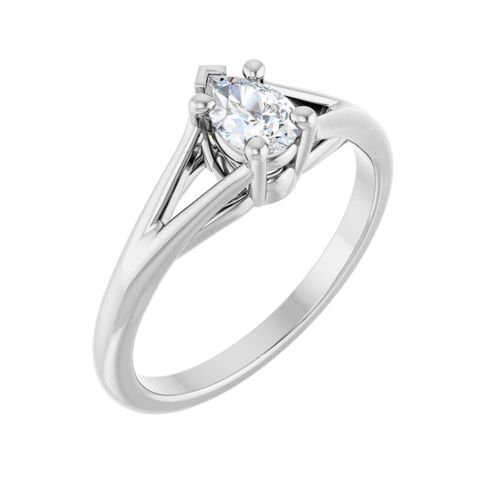 0.50 ct pear lab-grown diamond split-shank solitaire engagement ring in 14K white gold and platinum