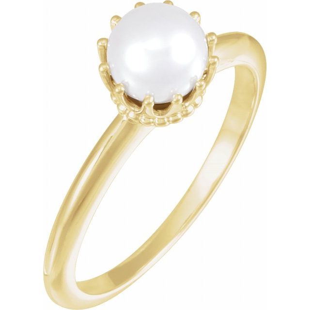 cultured pearl crown ring in 14k yellow gold