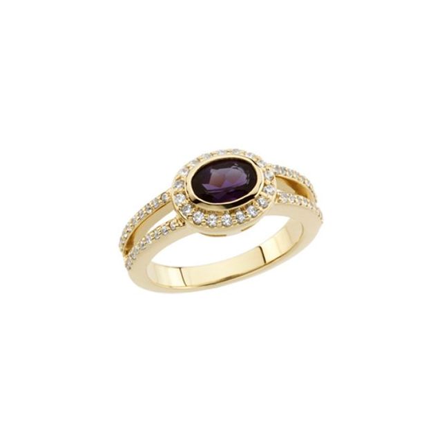 Oval Amethyst Halo Ring