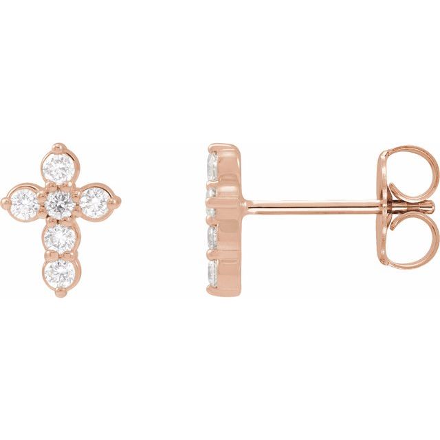 lab-grown diamond cross stud earrings in 14k rose gold
