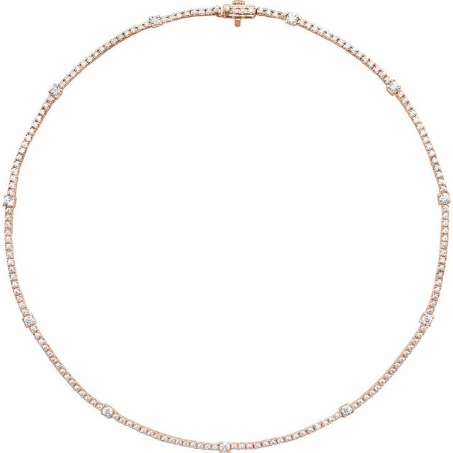 4 ct lab-grown diamond tennis necklace in 14k rose gold