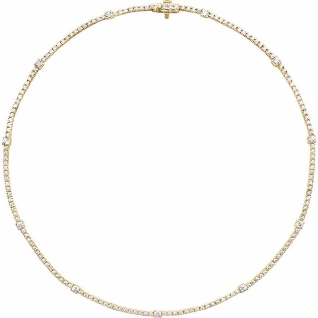 4 ct lab-grown diamond tennis necklace in 14k yellow gold