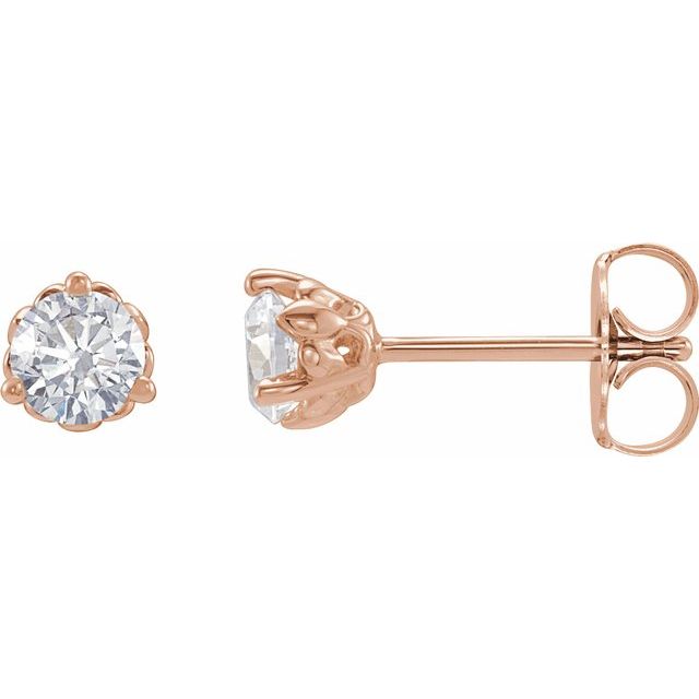 lab-grown diamond fleur-de-lis stud earrings in 14k rose gold