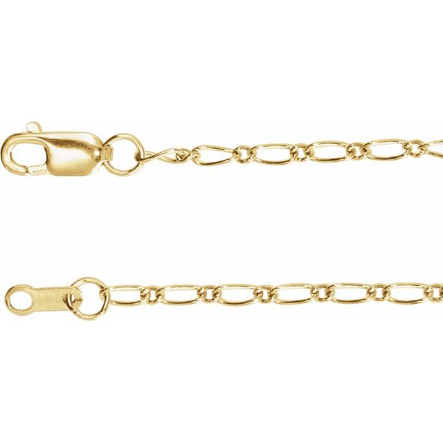 1.5mm figaro gold chain necklace in 14k yellow gold, 18 inch