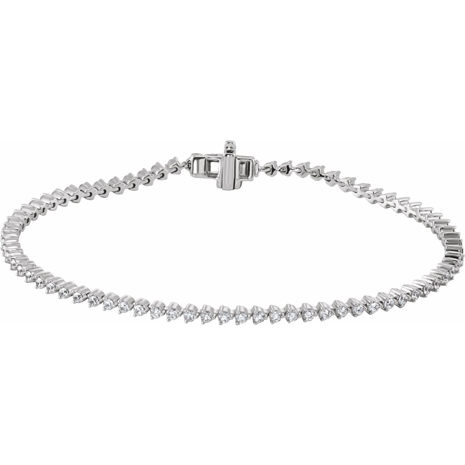 14K White Gold round lab-grown diamond everyday diamond line bracelet, G-H SI-I1