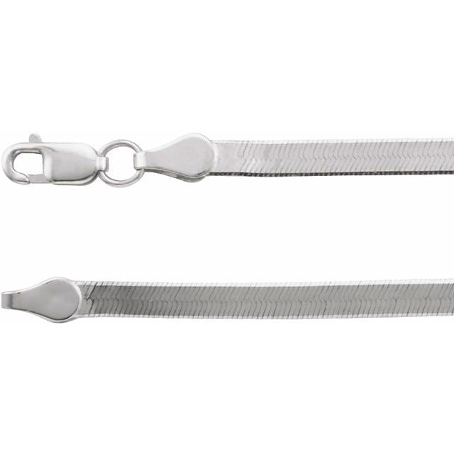 2.8mm classic herringbone chain necklace in 14k white gold, 18 inch