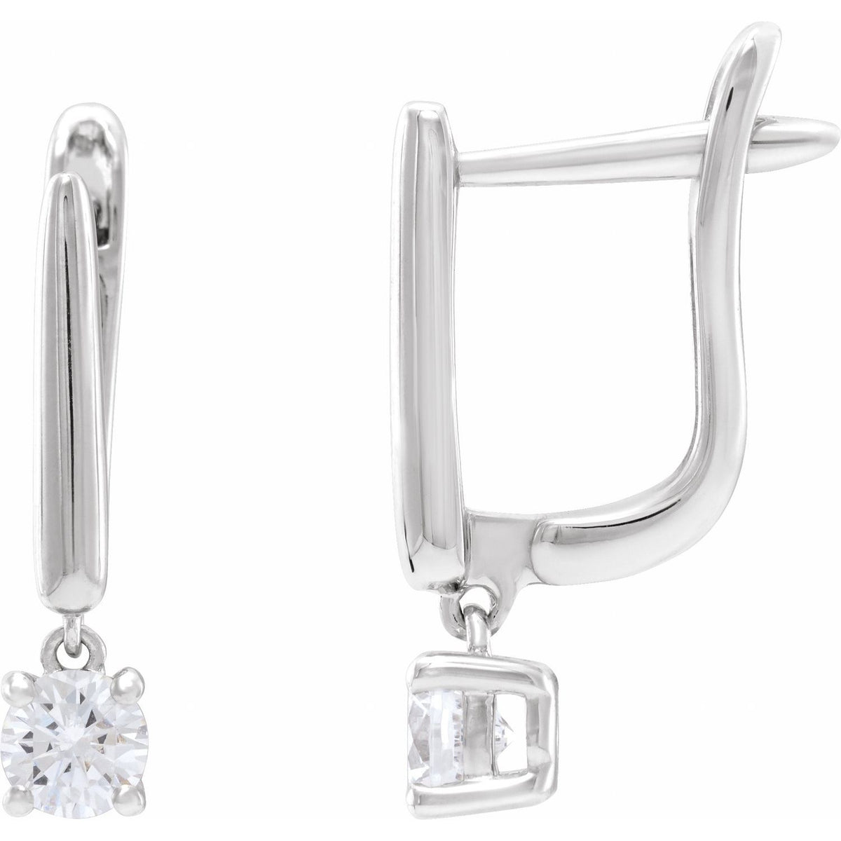 14K White Gold 1/2 ct tw Lab-Grown Diamond Lever Back Earrings diamond earrings