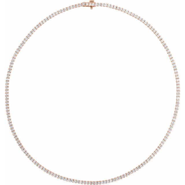 7 1/4 ct lab-grown diamond tennis necklace in 14k rose gold