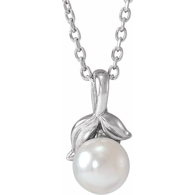 akoya pearl floral necklace in 14k white gold