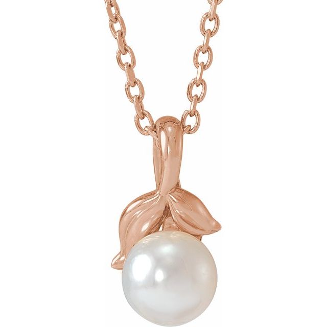 akoya pearl floral necklace in 14k rose gold