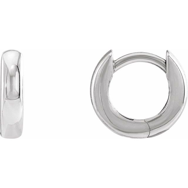 classic hinged gold hoop earrings in 14k white gold, 9.5 mm