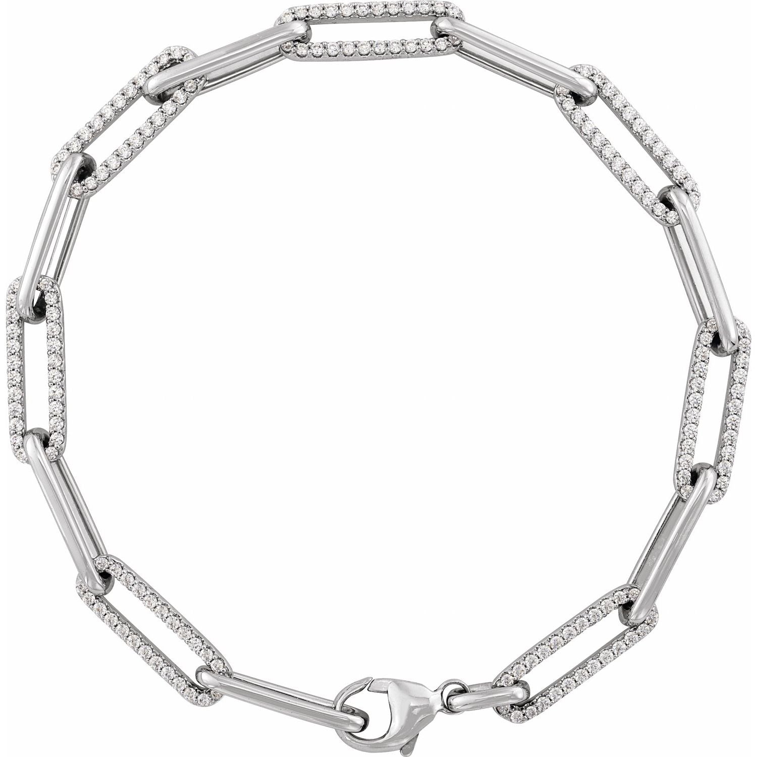 14K White Gold round lab-grown diamond diamond link bracelet, G-H SI-I1