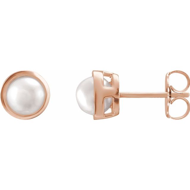 6mm aaa round akoya pearl stud earrings in 14k rose gold