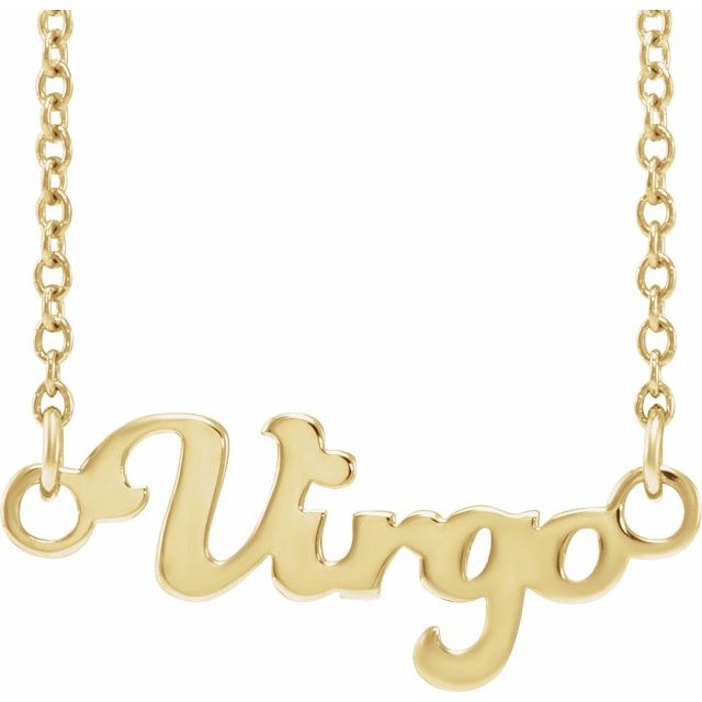 Virgo zodiac coin zodiac necklace in 14k yellow gold