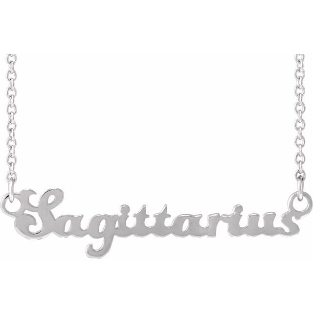 Sagittarius zodiac coin zodiac necklace in 14k white gold