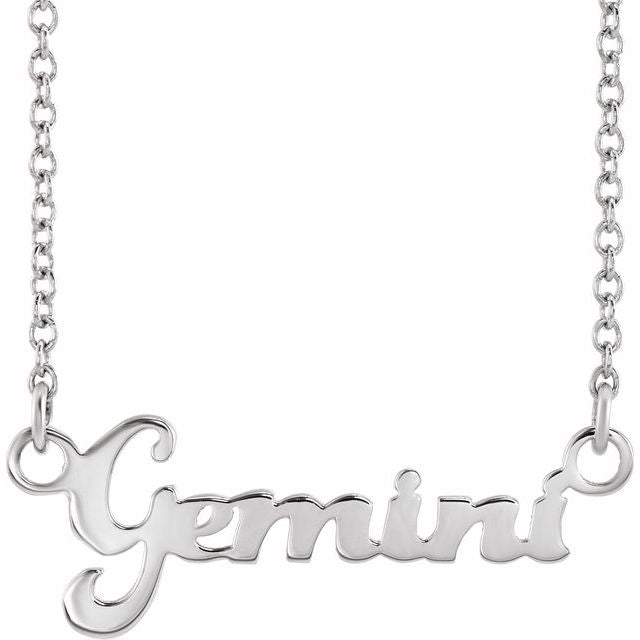 Gemini zodiac coin zodiac necklace in 14k white gold