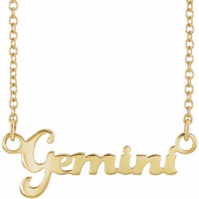 Gemini zodiac coin zodiac necklace in 14k yellow gold