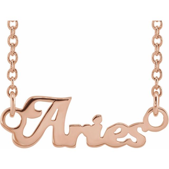 Aries zodiac coin zodiac necklace in 14k rose gold