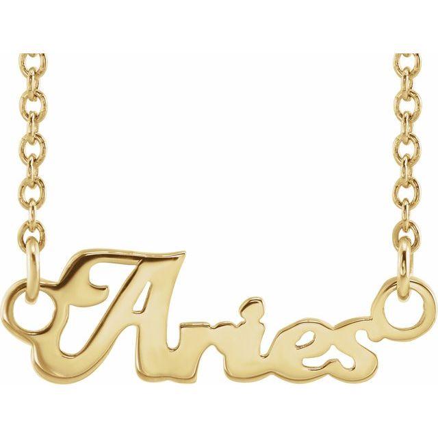 Aries zodiac coin zodiac necklace in 14k yellow gold