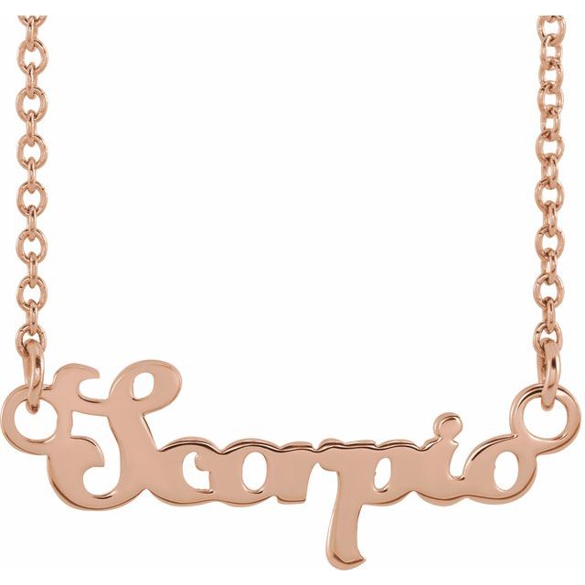 Scorpio zodiac coin zodiac necklace in 14k rose gold