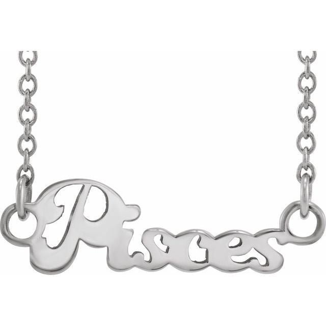 Pisces zodiac coin zodiac necklace in 14k white gold