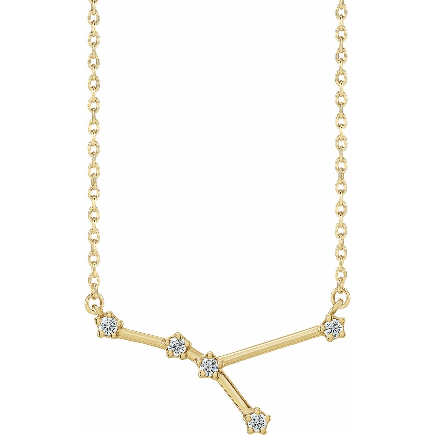 14K Yellow Gold Cancer zodiac constellation necklace