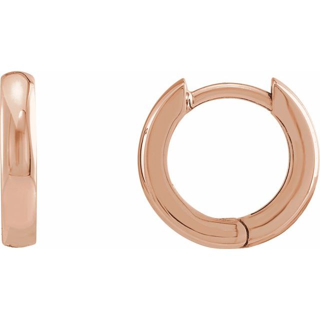 classic hinged gold hoop earrings in 14k rose gold, 12 mm