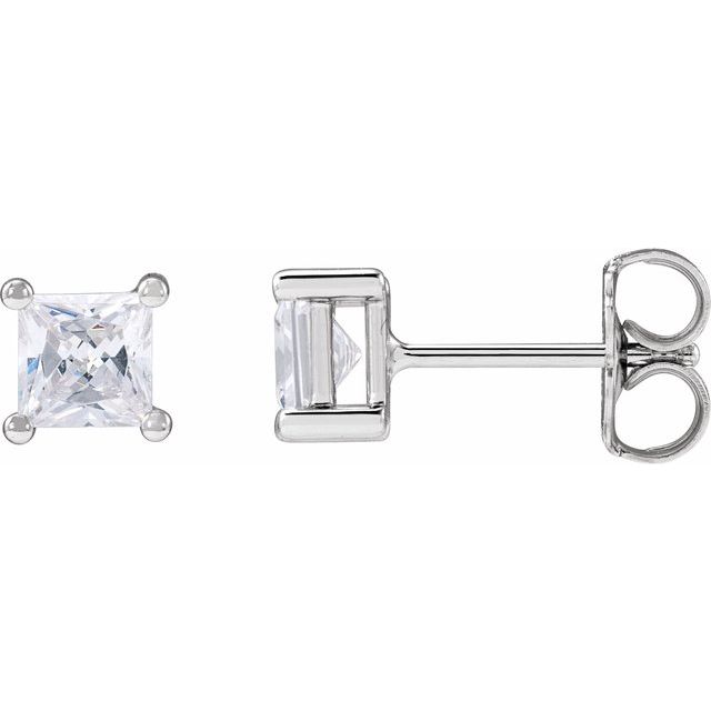 princess-cut lab-grown diamond stud earrings in 14k white gold