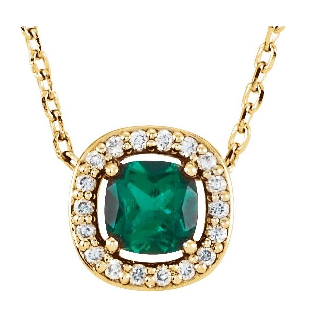 may emerald cushion gold necklace in 14k yellow gold