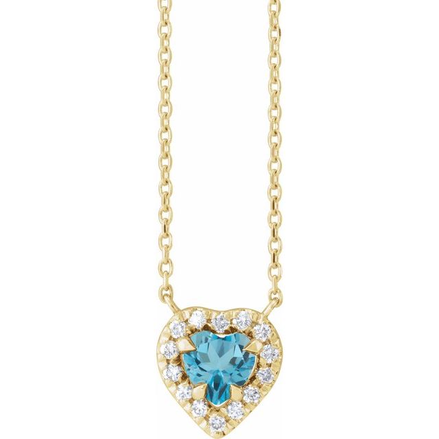 london blue topaz french-set diamond necklace in 14k yellow gold