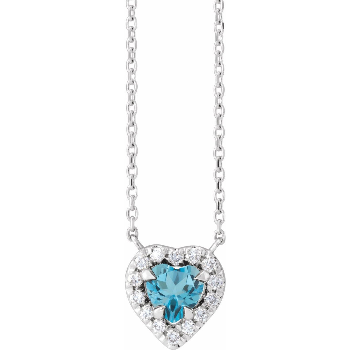 Heart Blue Topaz Pendant with a Diamond Halo