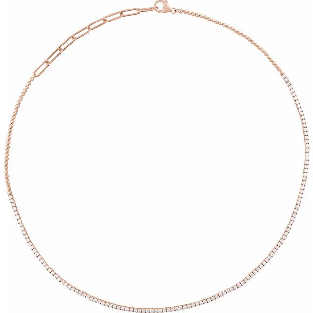 3 1/5 ct natural diamond adjustable tennis necklace in 14k rose gold