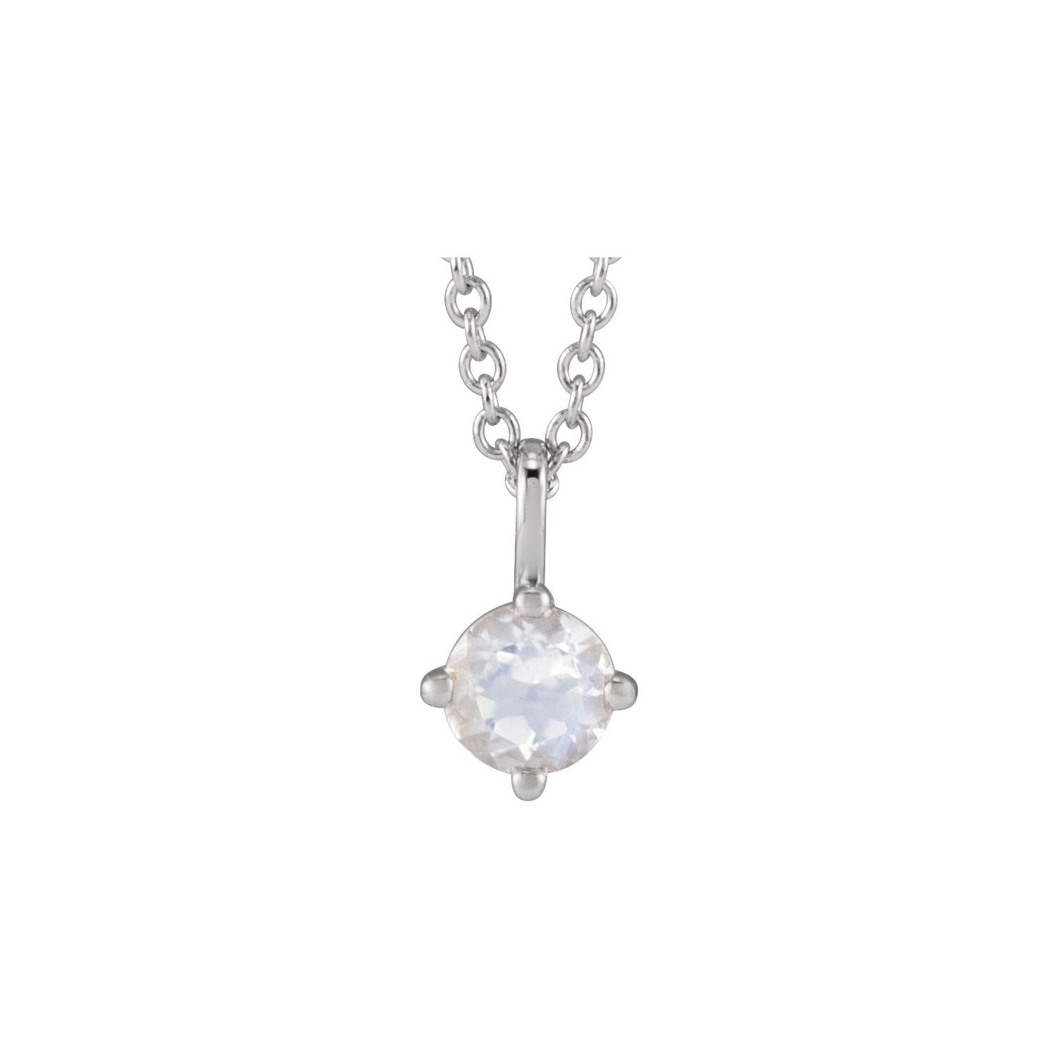 14K White Gold Blue Moonstone Pendant Necklace