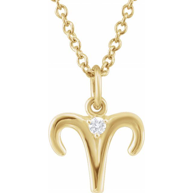 Aries zodiac medallion zodiac necklace in 14k yellow gold