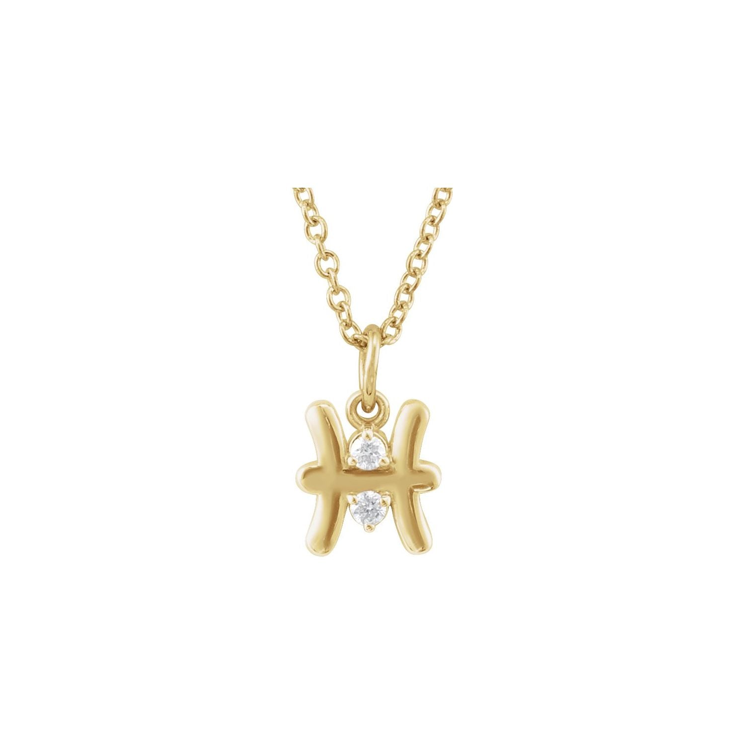 14K Yellow Gold Pisces zodiac medallion necklace