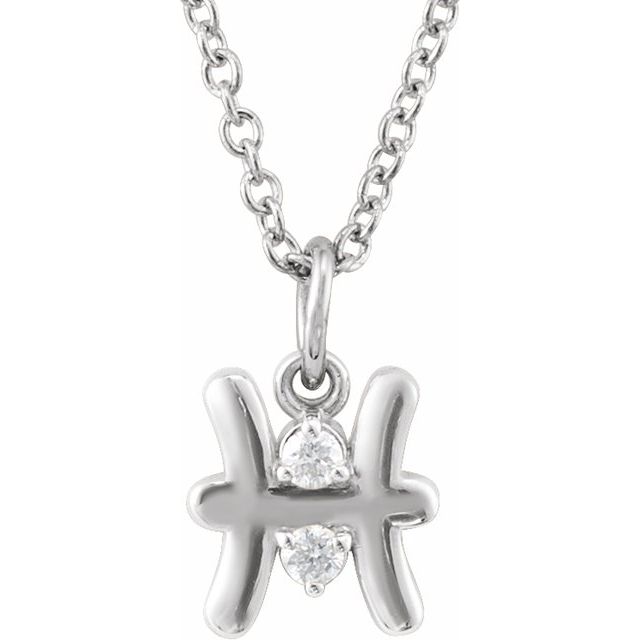 Pisces zodiac medallion zodiac necklace in 14k white gold