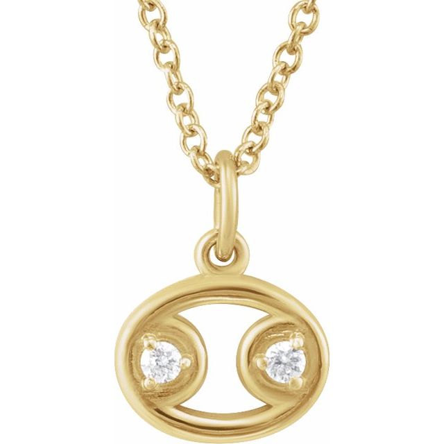 Cancer zodiac medallion zodiac necklace in 14k yellow gold