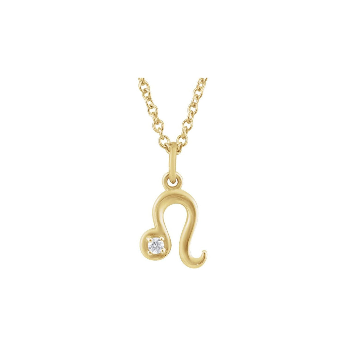 Leo Zodiac Natural Diamond Symbol Pendant in Solid 14K Gold